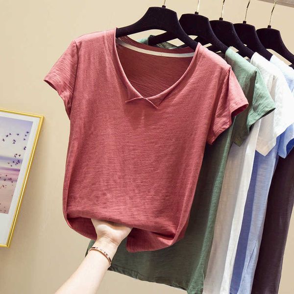 summer tees cotton short sleeve t shirt women style solid tee shirt female tees v-neck t-shirt women poleras mujer de moda 210604, White
summer tees cotton short sleeve t shirt women style solid tee shirt female tees v-neck t-shirt women poleras mujer de moda 210604, White