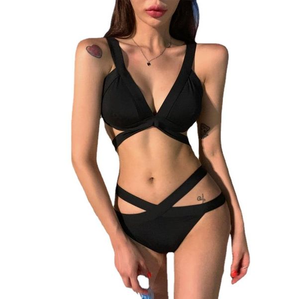 women's swimwear european and american net red holiday black gathering swimsuit three point bandage bikini woman, White;black
women's swimwear european and american net red holiday black gathering swimsuit three point bandage bikini woman, White;black