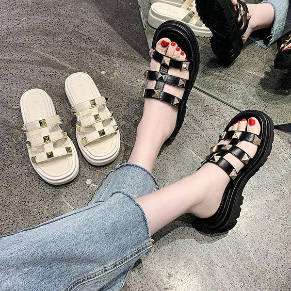 slippers feminine slipper fashion rivet muffin comfortable platform medium heel open-toe for leisure outdoor beach, Black
slippers feminine slipper fashion rivet muffin comfortable platform medium heel open-toe for leisure outdoor beach, Black