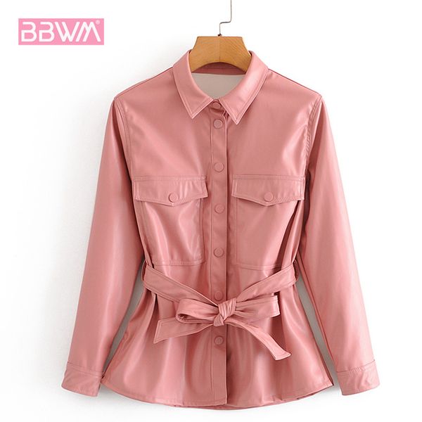 pu lapel single breasted with long sleeve chic belt female coat harajuku pocket pink windproof thermal locomotive women's jacket 210507, Black
pu lapel single breasted with long sleeve chic belt female coat harajuku pocket pink windproof thermal locomotive women's jacket 210507, Black