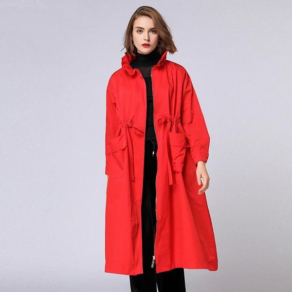 women's trench coats 3-colors autumn women long lotus leaf collar sashes coat drawstring line zipper outerwear 2 pockets size 2xl-4xl b, Tan;black
women's trench coats 3-colors autumn women long lotus leaf collar sashes coat drawstring line zipper outerwear 2 pockets size 2xl-4xl b, Tan;black