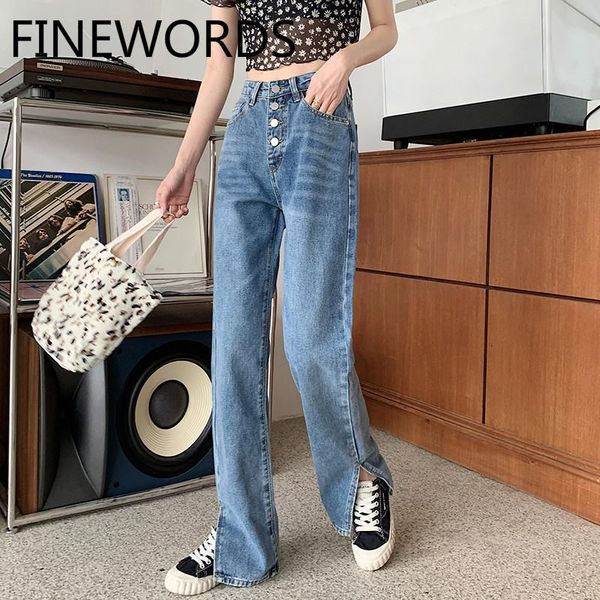 women's jeans fiords hem split korean high waist 4 button women autumn full length wide leg vintage pantalon jean femme, Blue
women's jeans fiords hem split korean high waist 4 button women autumn full length wide leg vintage pantalon jean femme, Blue