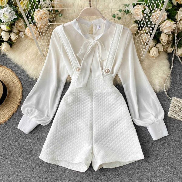 autumn women's long sleeve shirt chiffon pure white versatile backpack pants fashionable two-piece set office attire 210930
autumn women's long sleeve shirt chiffon pure white versatile backpack pants fashionable two-piece set office attire 210930