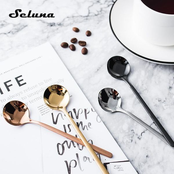 spoons stainless steel long handled round soup spoon glod silver tea coffee for yogurt ice cream dessert cutlery kitchen
spoons stainless steel long handled round soup spoon glod silver tea coffee for yogurt ice cream dessert cutlery kitchen