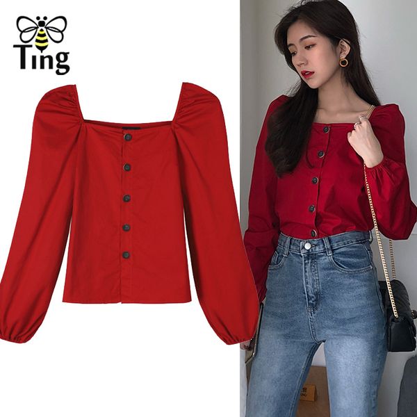 fashion chic square neck puff sleeve casual blouse lady girls single breasted streetwear summer shirts plus size 210513, White
fashion chic square neck puff sleeve casual blouse lady girls single breasted streetwear summer shirts plus size 210513, White