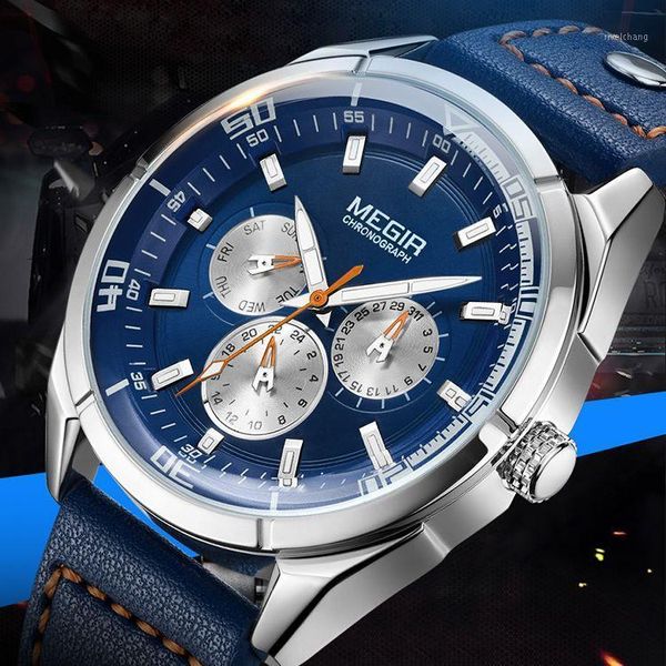 wristwatches megir 2072 men watch fashion business leather luminous clock waterproof brand chronograph quartz men's watches, Slivery;brown
wristwatches megir 2072 men watch fashion business leather luminous clock waterproof brand chronograph quartz men's watches, Slivery;brown