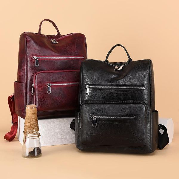 backpack vintage women pu leather solid color preppy style casual ladies large capacity handbags rucksack knapsacks
backpack vintage women pu leather solid color preppy style casual ladies large capacity handbags rucksack knapsacks