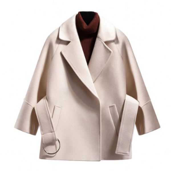 women's wool & blends women woolen jacket korean waist lapel coat autumn loose long sleeve solid color wild student short cape clothin, Black
women's wool & blends women woolen jacket korean waist lapel coat autumn loose long sleeve solid color wild student short cape clothin, Black
