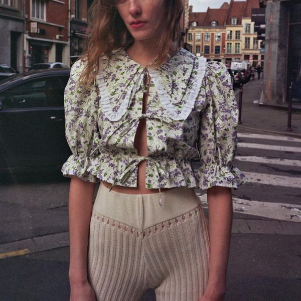 women's blouses & shirts 2021 spring summer women blouse frill trim triangle neck floral printing long sleeve ladies lace shirt and, White
women's blouses & shirts 2021 spring summer women blouse frill trim triangle neck floral printing long sleeve ladies lace shirt and, White