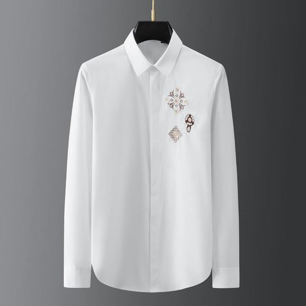 men's dress shirts tide brand flower pattern embroidery simple shirt long-sleeved lining youth casual european and american fashion, White;black
men's dress shirts tide brand flower pattern embroidery simple shirt long-sleeved lining youth casual european and american fashion, White;black