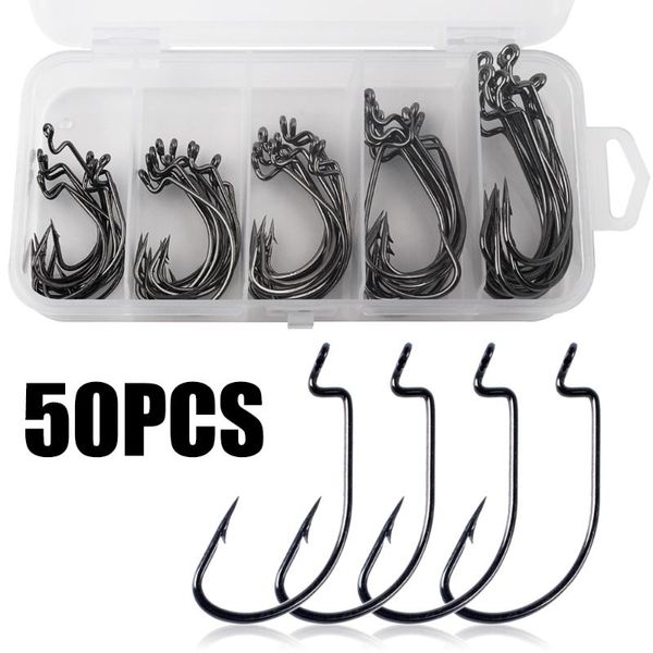 fishing hooks 50pcs worm soft bait connector carbon steel carp with plastic box tackle accessories
fishing hooks 50pcs worm soft bait connector carbon steel carp with plastic box tackle accessories