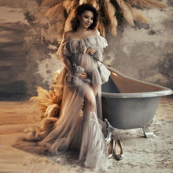 casual dresses see through robes maternity dress for po shoot off shoulder ruffled tulle pography or baby shower, Black;gray
casual dresses see through robes maternity dress for po shoot off shoulder ruffled tulle pography or baby shower, Black;gray
