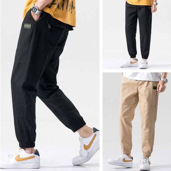 100% cotton men's casual nine-point pants plus size solid color stitching streetwear badge beam feet wild, Black
100% cotton men's casual nine-point pants plus size solid color stitching streetwear badge beam feet wild, Black