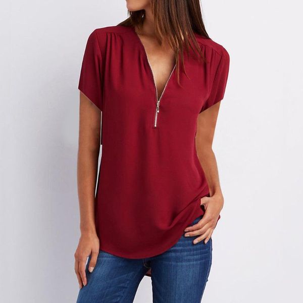 women's t-shirt ladies v neck zipper loose female casual summer t-shirts fashion short sleeve plus size t shirt mujer camisetas, White
women's t-shirt ladies v neck zipper loose female casual summer t-shirts fashion short sleeve plus size t shirt mujer camisetas, White