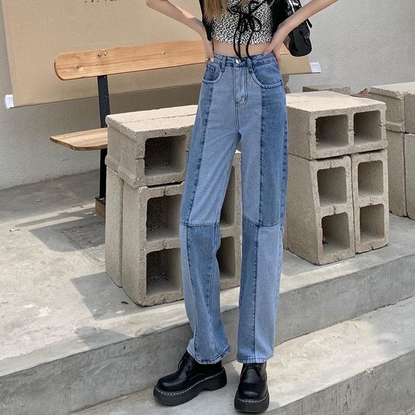 women's jeans trendy summer women vintage washed ladies high waist distressed spliced patchwork denim streetwear, Blue
women's jeans trendy summer women vintage washed ladies high waist distressed spliced patchwork denim streetwear, Blue
