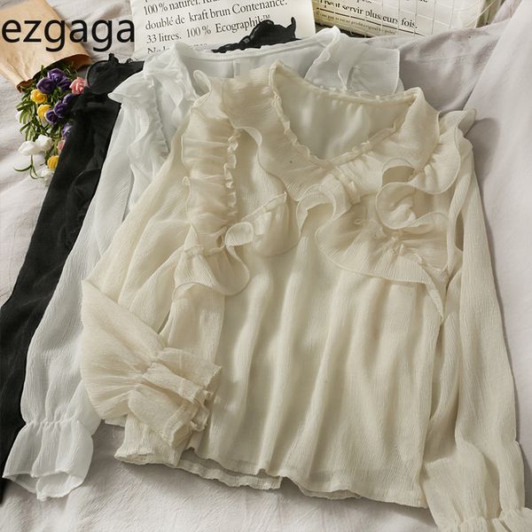 ezgaga party blouse women ruffles patchwork v-neck loose solid all-match chiffon spring flare sleeve ladies shirts casual blusas 210430, White
ezgaga party blouse women ruffles patchwork v-neck loose solid all-match chiffon spring flare sleeve ladies shirts casual blusas 210430, White