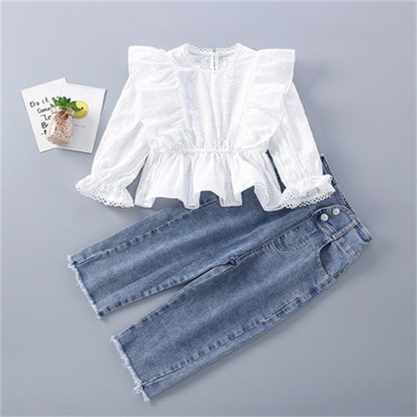 2022 new girl baby shirt + denim shorts childrens big childrens casual fashion ins suit kids clothes girls, White
2022 new girl baby shirt + denim shorts childrens big childrens casual fashion ins suit kids clothes girls, White