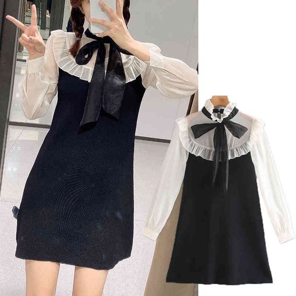 casual dresses fashion stitching bow-knot knitting dress o-neck long sleeve lace up women mini slim waist chic party es v460, Black;gray
casual dresses fashion stitching bow-knot knitting dress o-neck long sleeve lace up women mini slim waist chic party es v460, Black;gray