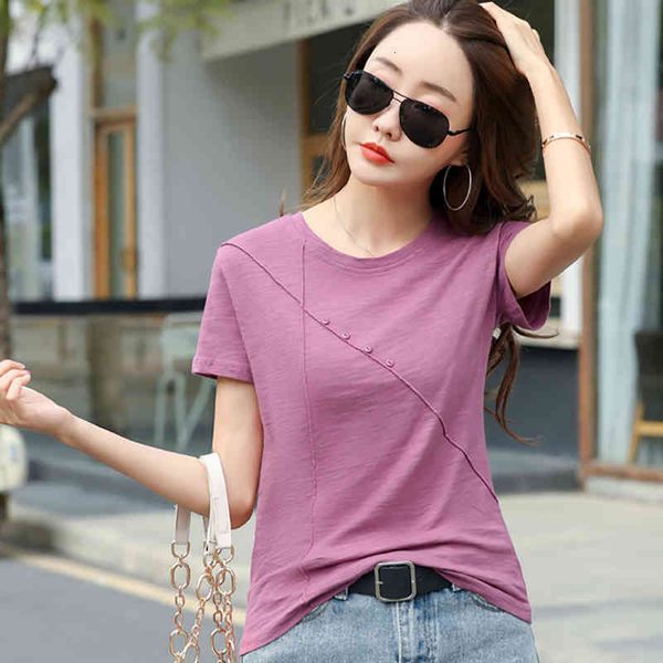 women's t-shirt shintimes button patchwork women 2021 new summer short sleeve woman clothes cotton casual tshirt female tee shirt femme, White
women's t-shirt shintimes button patchwork women 2021 new summer short sleeve woman clothes cotton casual tshirt female tee shirt femme, White