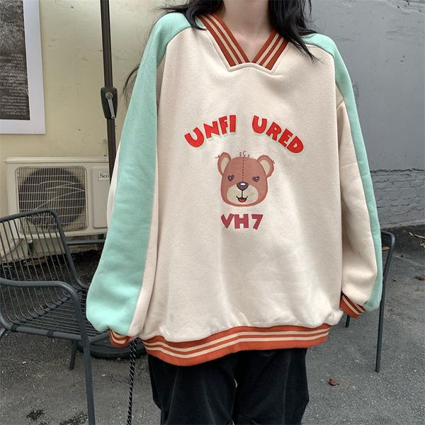 women's hoodies & sweatshirts retro cartoon bear letter print sweatshirt, Black
women's hoodies & sweatshirts retro cartoon bear letter print sweatshirt, Black