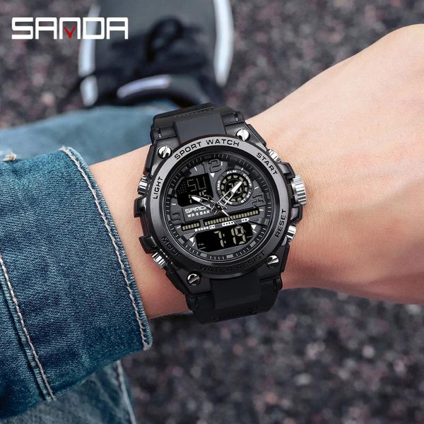wristwatches sanda brand men's watches military wristwatch dual display men sports waterproof digital quartz for clock 6024, Slivery;brown
wristwatches sanda brand men's watches military wristwatch dual display men sports waterproof digital quartz for clock 6024, Slivery;brown