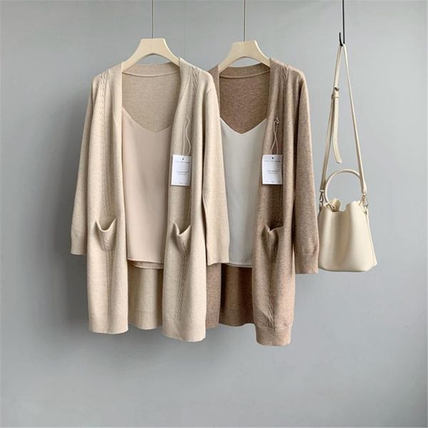 women's knits & tees autumn korean single breasted long cardigan women solid basic loose cardigans sweater fashion casual sleeve female, White
women's knits & tees autumn korean single breasted long cardigan women solid basic loose cardigans sweater fashion casual sleeve female, White