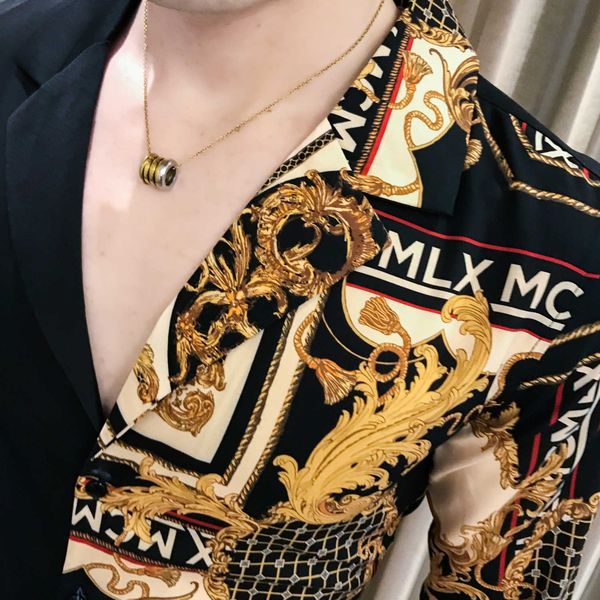 autumn man's baroque shirt long sleeves shredded shirts from the men's party club of luxury, White;black
autumn man's baroque shirt long sleeves shredded shirts from the men's party club of luxury, White;black