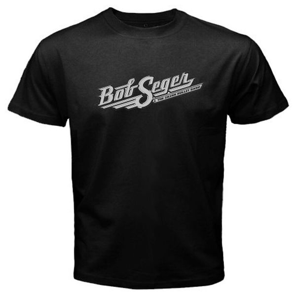 bob seger and the silver bullet logo men's black t-shirt size s-3xl, White;black