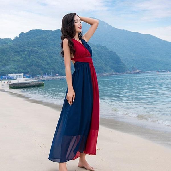 casual dresses beach 2021 chiffon halter bandage women summer boho maxi dress ladies chic vestidos 20217, Black;gray
casual dresses beach 2021 chiffon halter bandage women summer boho maxi dress ladies chic vestidos 20217, Black;gray
