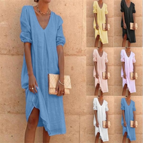 casual dresses french style v-neck dress mid-calf puff half sleeve solid color women midi streetwear for holiday little design summer, Black;gray
casual dresses french style v-neck dress mid-calf puff half sleeve solid color women midi streetwear for holiday little design summer, Black;gray