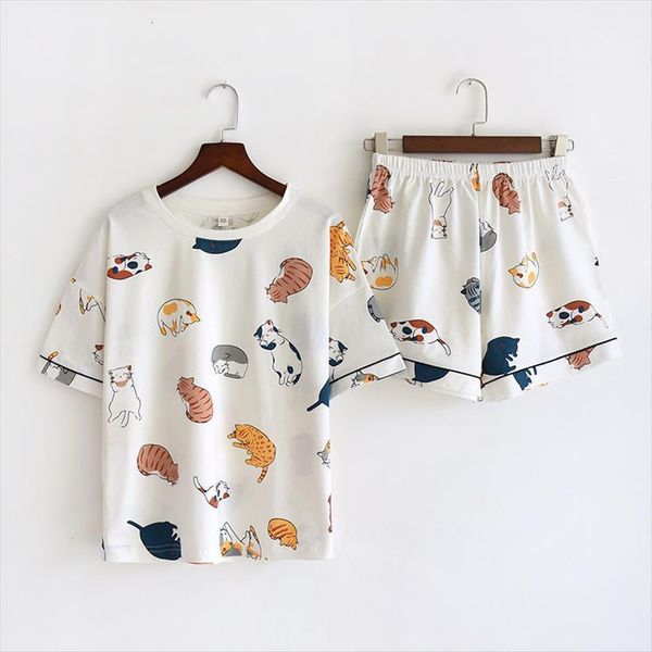 summer 100% cotton pajamas pajama women sleepwear set cute cats cartoon print sweet sets short sleeve shorts pijama homewear, Black;red
summer 100% cotton pajamas pajama women sleepwear set cute cats cartoon print sweet sets short sleeve shorts pijama homewear, Black;red