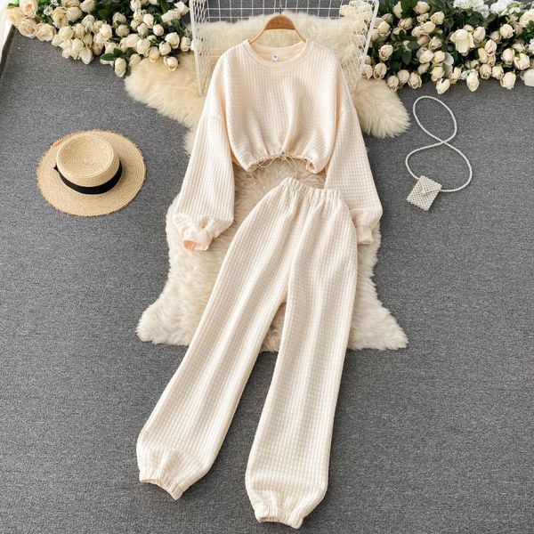 women's two piece pants autumn black/white/beige women set elegant o-neck drawstring short + high waist sport suits fashion 2021
women's two piece pants autumn black/white/beige women set elegant o-neck drawstring short + high waist sport suits fashion 2021