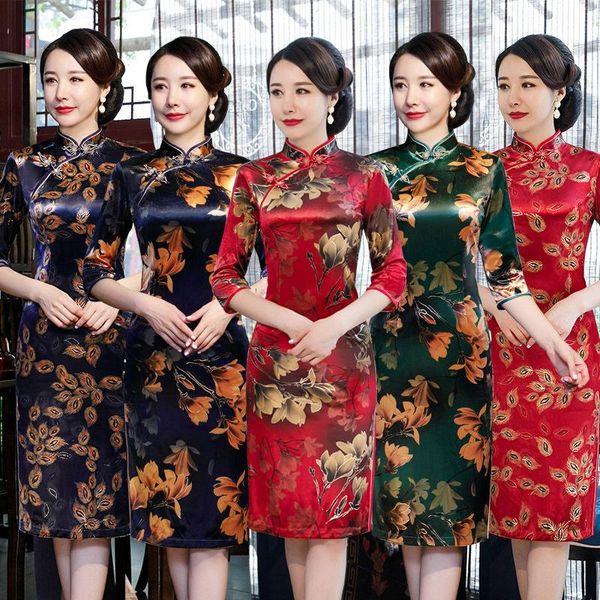 gold velvet printed evening party dress chinese style women velour qipao improved half sleeve cheongsam ethnic clothing, Red
gold velvet printed evening party dress chinese style women velour qipao improved half sleeve cheongsam ethnic clothing, Red