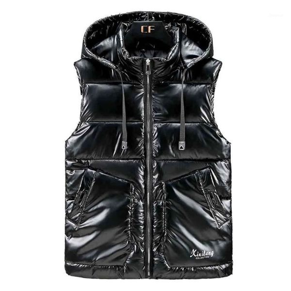 men's vests winter autumn men glossy outerwear sportwear street fashion hooded out door coat cool 52 54, Black;white
men's vests winter autumn men glossy outerwear sportwear street fashion hooded out door coat cool 52 54, Black;white