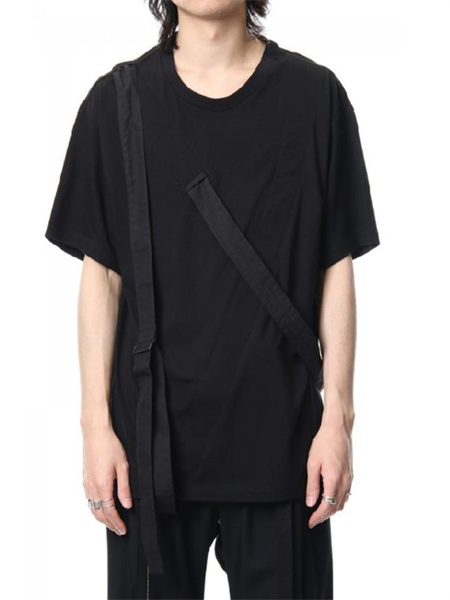 men's t-shirts short sleeve t-shirt summer black round neck webbing splicing design loose fashion casual sling youth trend, White;black
men's t-shirts short sleeve t-shirt summer black round neck webbing splicing design loose fashion casual sling youth trend, White;black