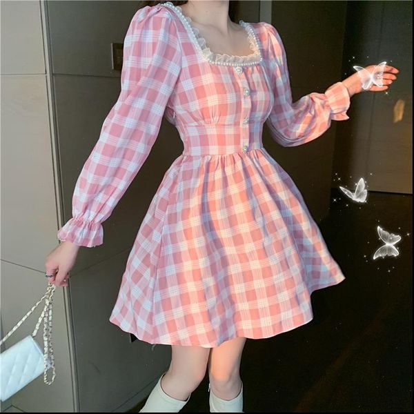 autumn women dresses japanese mini lolita dress square collar with lace pink plaid beading flare sleeve cute kawaii feminine, Black;gray
autumn women dresses japanese mini lolita dress square collar with lace pink plaid beading flare sleeve cute kawaii feminine, Black;gray