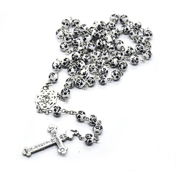 pendant necklaces floral print white ceramic rosary beads necklace jesus cross religious catholic prayer blessing jewelry gifts, Silver
pendant necklaces floral print white ceramic rosary beads necklace jesus cross religious catholic prayer blessing jewelry gifts, Silver
