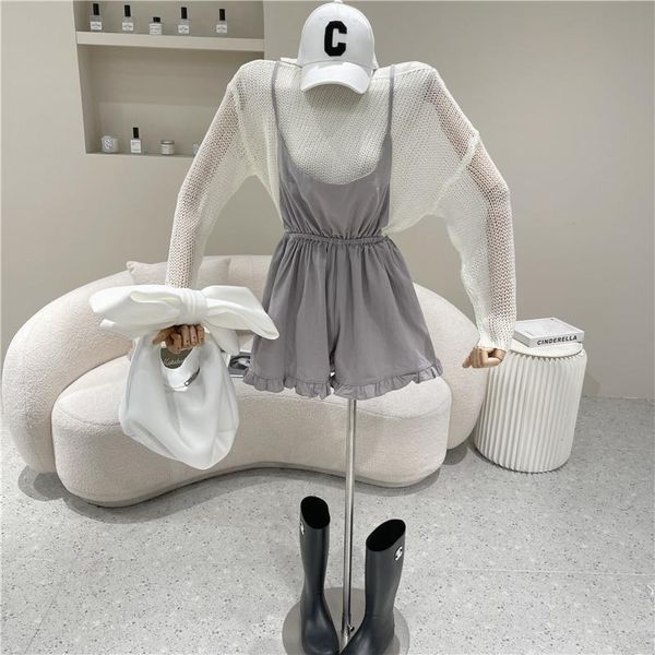 women's tracksuits clothing summer 2021 fashion knitted loose shorts casual suspenders jumpsuits suit thin two piece set, Gray
women's tracksuits clothing summer 2021 fashion knitted loose shorts casual suspenders jumpsuits suit thin two piece set, Gray