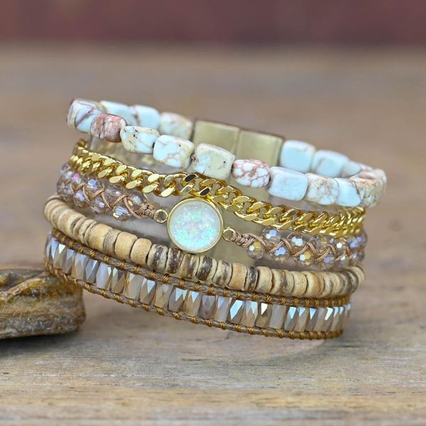 tennis bohemian rounded while opal vegan bracelet healing unique natural stone 5 layers drop, Golden;silver
tennis bohemian rounded while opal vegan bracelet healing unique natural stone 5 layers drop, Golden;silver