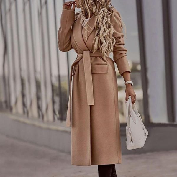 women's wool & blends 2021 autumn winter fashion lapel long sleeve women casual elegant cardigan solid color woolen coat jacket woman, Black
women's wool & blends 2021 autumn winter fashion lapel long sleeve women casual elegant cardigan solid color woolen coat jacket woman, Black