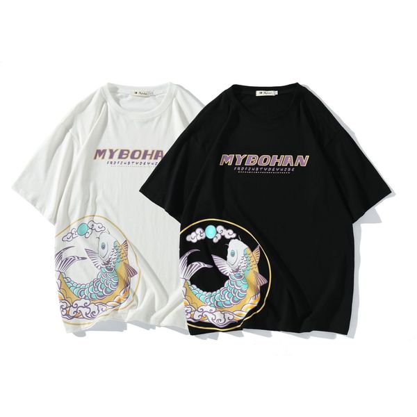 fashion t shirt 2021 summer national carp pattern printed short sleeve for men, White;black
fashion t shirt 2021 summer national carp pattern printed short sleeve for men, White;black