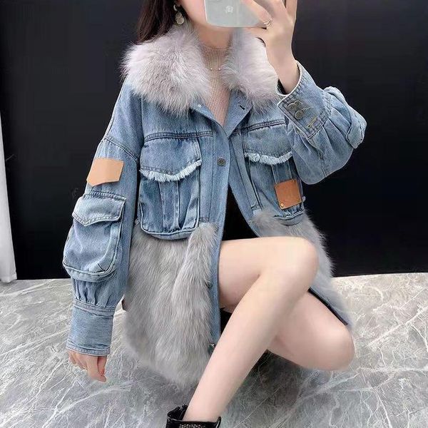 women's fur & faux winter style stitching thick denim pie overcoming loose coat big collar cotton, Black
women's fur & faux winter style stitching thick denim pie overcoming loose coat big collar cotton, Black