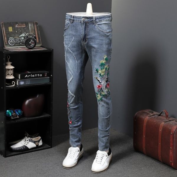 men's jeans punk-style men's torn elastic embroidery denim full length casual fashion pants fine fit straight pencil more size vt4, Blue
men's jeans punk-style men's torn elastic embroidery denim full length casual fashion pants fine fit straight pencil more size vt4, Blue