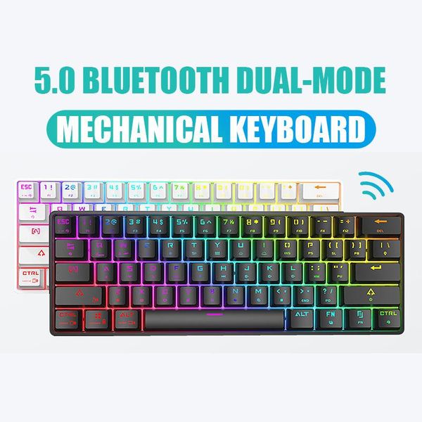 bluetooth wireless dual-mode rechargeable mechanical keyboard rgb colorful 61-key green, red and axis optional keyboards
bluetooth wireless dual-mode rechargeable mechanical keyboard rgb colorful 61-key green, red and axis optional keyboards