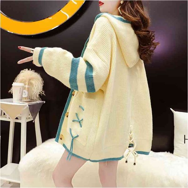 knitted hooded jacket women spring and autumn sweater cardigan korean casual all-match western style 210427, White;black
knitted hooded jacket women spring and autumn sweater cardigan korean casual all-match western style 210427, White;black