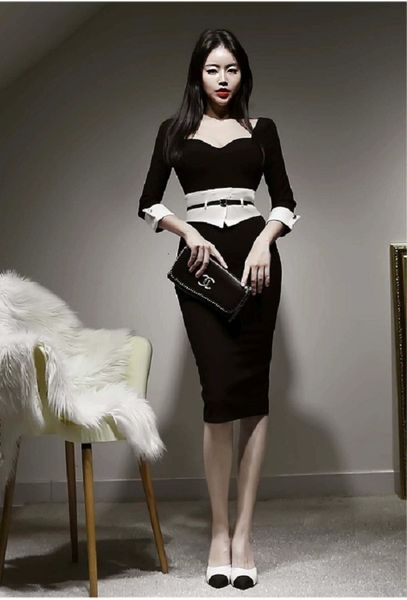 work dresses korean version of gauze stitching square collar 3/4 sleeve temperament bag hip dress a1hh, White;black
work dresses korean version of gauze stitching square collar 3/4 sleeve temperament bag hip dress a1hh, White;black