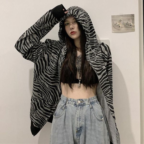 women autumn vintage harajuku zebra striped hooded coat loose hoodies sweatershirt high street women's & sweatshirts, Black
women autumn vintage harajuku zebra striped hooded coat loose hoodies sweatershirt high street women's & sweatshirts, Black