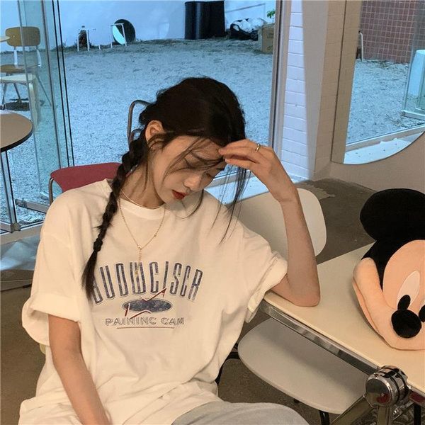 white t-shirt women's korean version ins loose and simple printing with short sleeve early spring medium length casual base coat
white t-shirt women's korean version ins loose and simple printing with short sleeve early spring medium length casual base coat