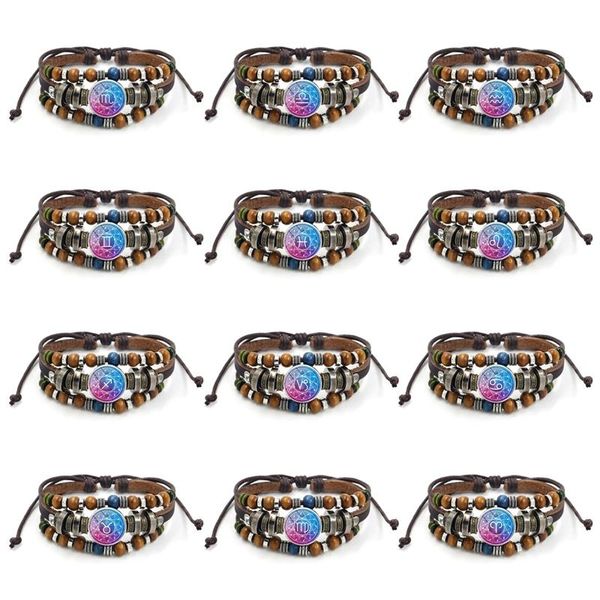 charm bracelets 12 constellation zodiac sign black braided leather bracelet cancer leo virgo libra woven glass dome jewelry punk men, Golden;silver
charm bracelets 12 constellation zodiac sign black braided leather bracelet cancer leo virgo libra woven glass dome jewelry punk men, Golden;silver