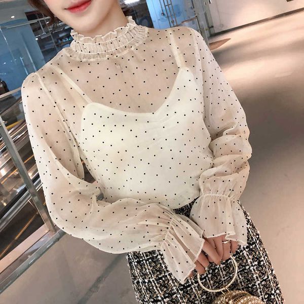 fashion women chiffon blouse spring long sleeve puff ruffles chiffon lady shirt dot pattern lady 210601, White
fashion women chiffon blouse spring long sleeve puff ruffles chiffon lady shirt dot pattern lady 210601, White